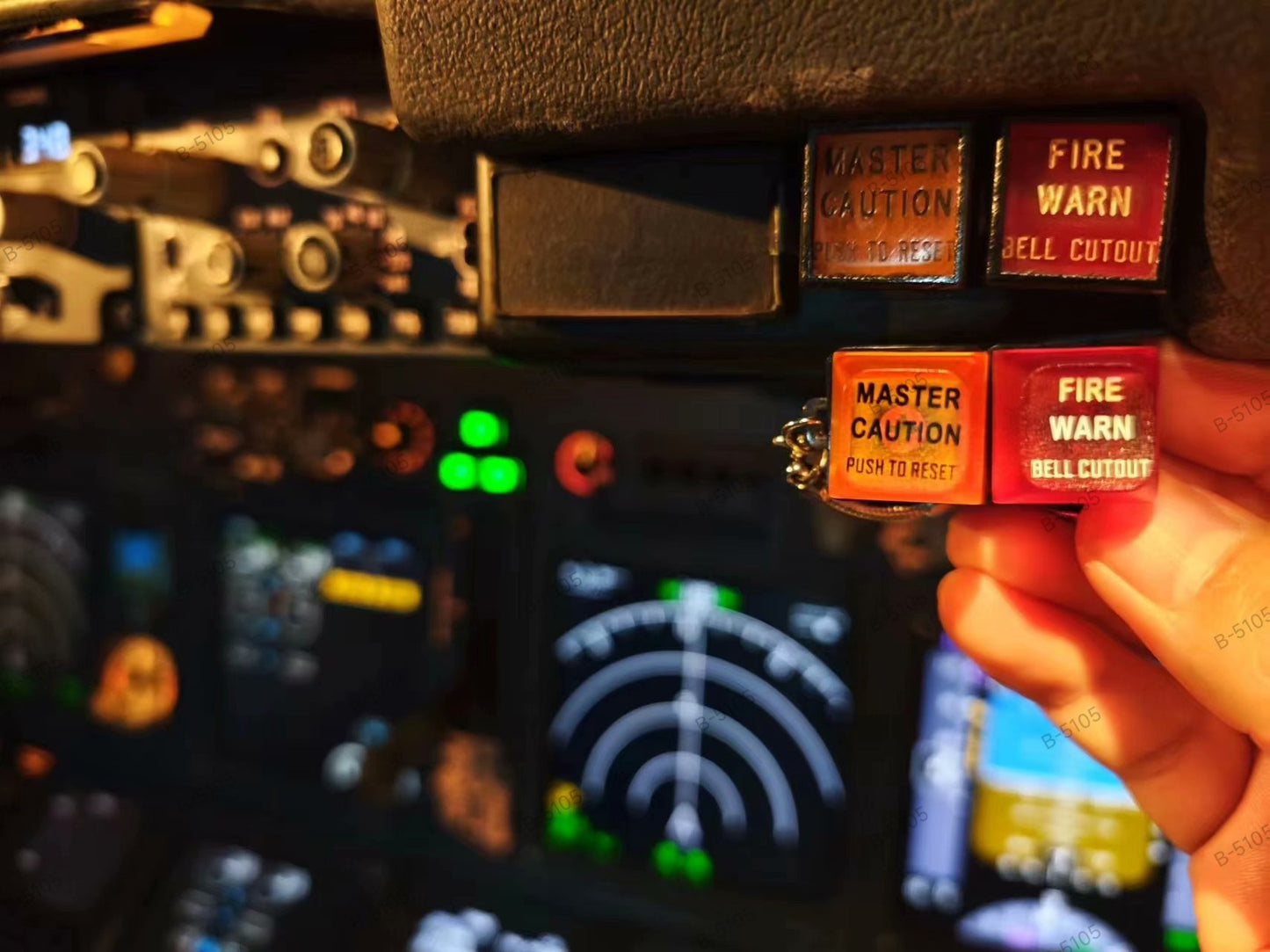 Boeing 737NG / 737-800 / 737MAX Master Caution and Fire Warning Keychain